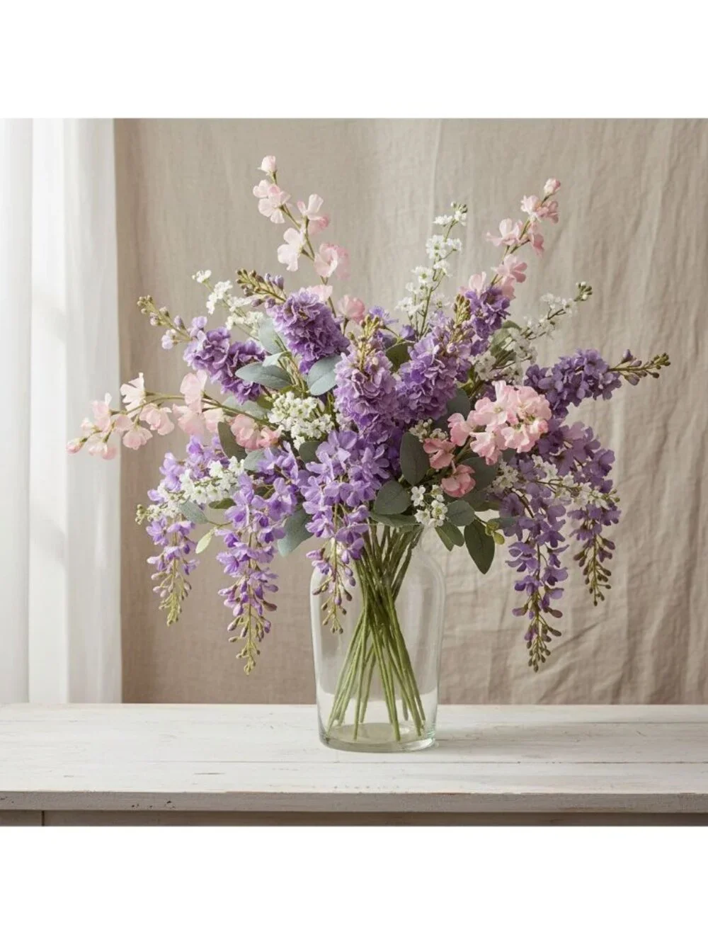 Pink Sweet Pea Flower Stems Faux Floral Cottagecore Decor Romantic Wedding Flowe